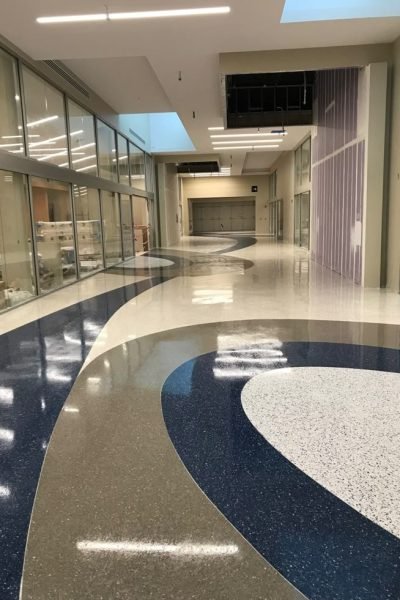 Epoxy terrazzo flooring for office in Melbourne durable resin rich floors solution for modern workplaces.