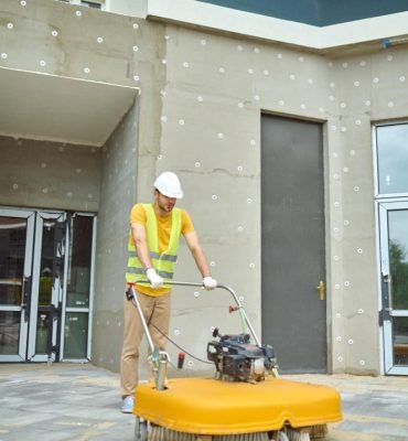 Expertly polished concrete surface featuring a high-quality resin rich floors finish with a smooth and durable appearance.