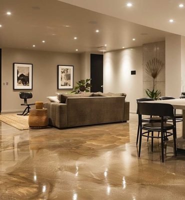 kitchen epoxy flooring in Melbourne glossy and modern luxuary resin rich floors
